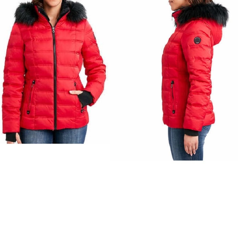 Nautica Women's Puffer Jacket with Detachable Hood
